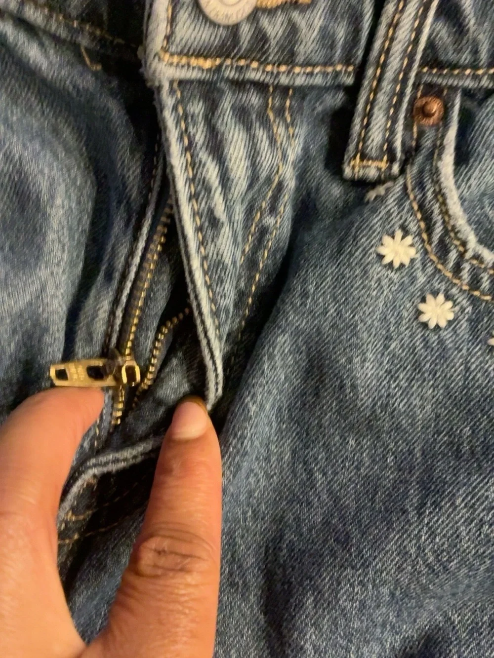 Old Navy Girls Size 16 Baggy- Flare Embroidered Jeans
